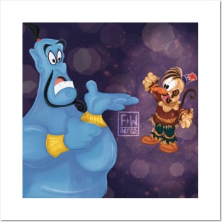 Fall inspired Genie & Apu Aladdin Posters and Art